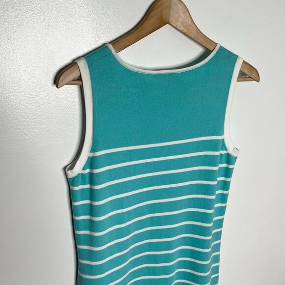 Sail To Sable Women Sleeveless Knit Shift Dress S Teal Stripe Coastal Nautical - Picture 6 of 8